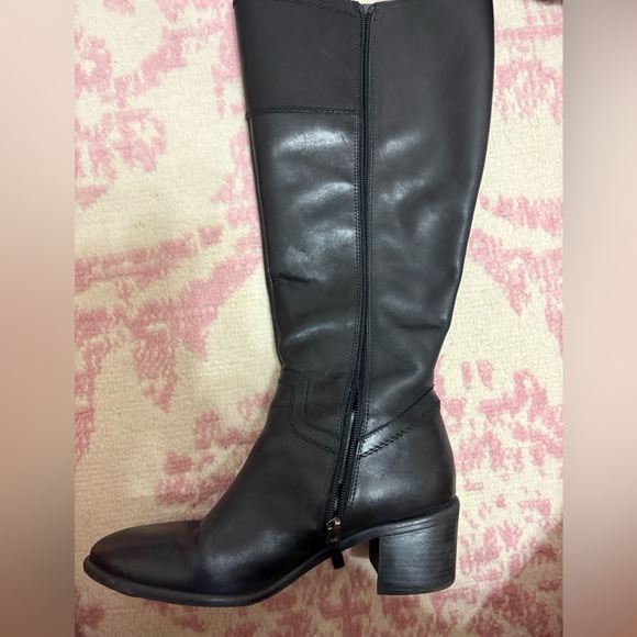 Franco Sarto Black Leather Knee-High Heeled Boots Women’s Size 8 - Picture 11 of 12